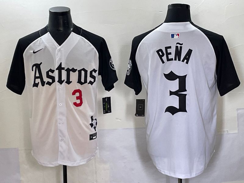 Men 2025 Houston Astros 3 Pena white black Five generations Joint Name Nike MLB Jersey style 2
